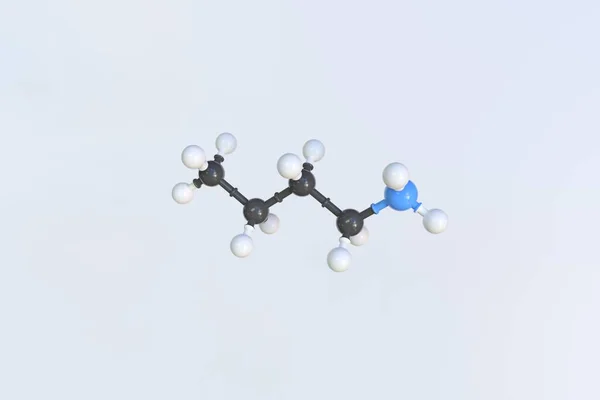 Molekula butylaminu. Izolovaný molekulární model. 3D vykreslování — Stock fotografie