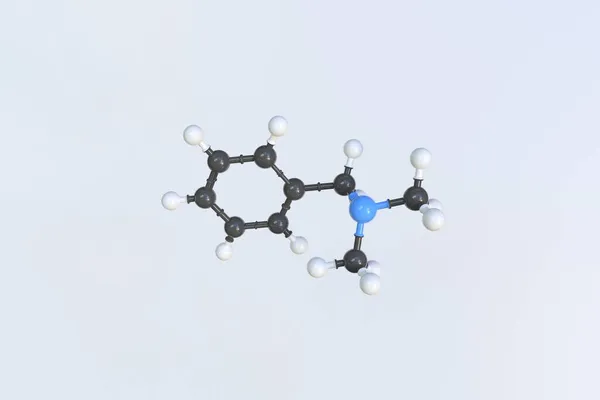 Benzyldimethylamin-Molekül, isoliertes molekulares Modell. 3D-Rendering — Stockfoto