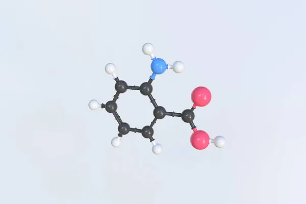 Molécula de ácido antranílico, modelo molecular aislado. Renderizado 3D —  Fotos de Stock