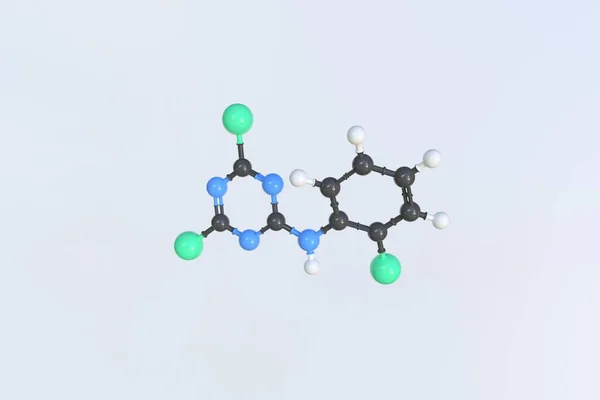 Anlazin molekülü, izole edilmiş moleküler model. 3B görüntüleme — Stok fotoğraf