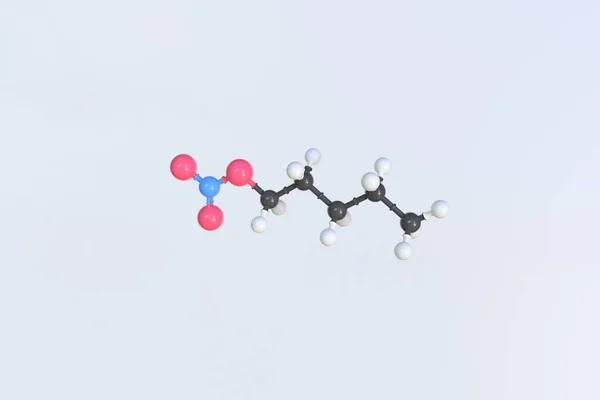 Amylnitraat molecuul, geïsoleerd moleculair model. 3D-weergave — Stockfoto