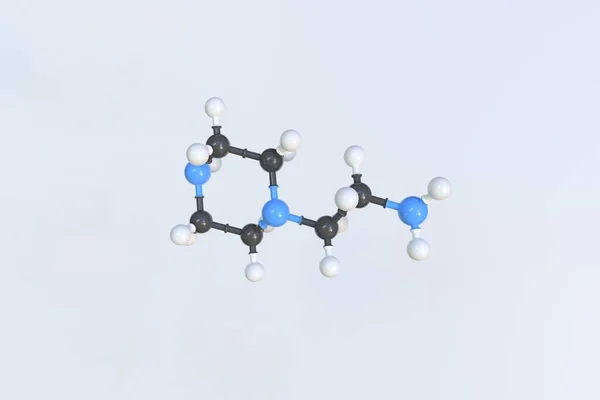 Молекула аминоэтилпиперазина. Изолированная молекулярная модель. 3D рендеринг — стоковое фото