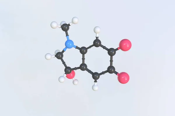 Molécula de adrenocromo. Modelo molecular aislado. Renderizado 3D —  Fotos de Stock