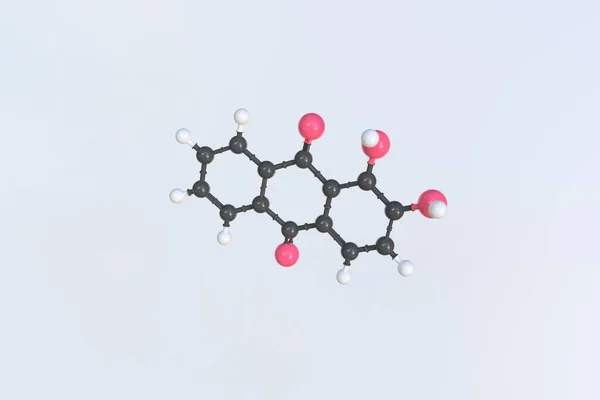 Alizarin molekülü, izole edilmiş moleküler model. 3B görüntüleme — Stok fotoğraf