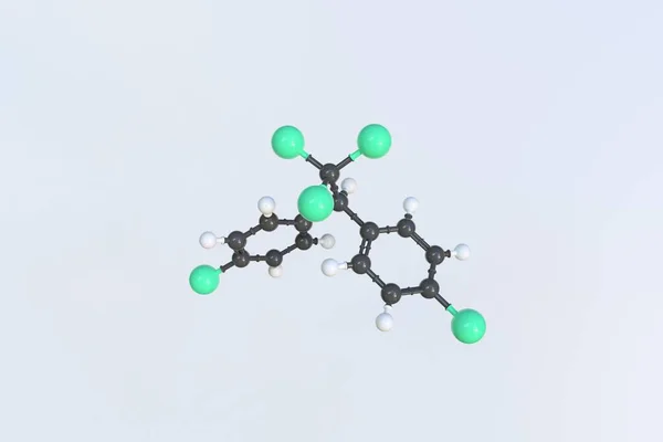 Молекула ДДТ, ізольована молекулярна модель. 3D візуалізація — стокове фото