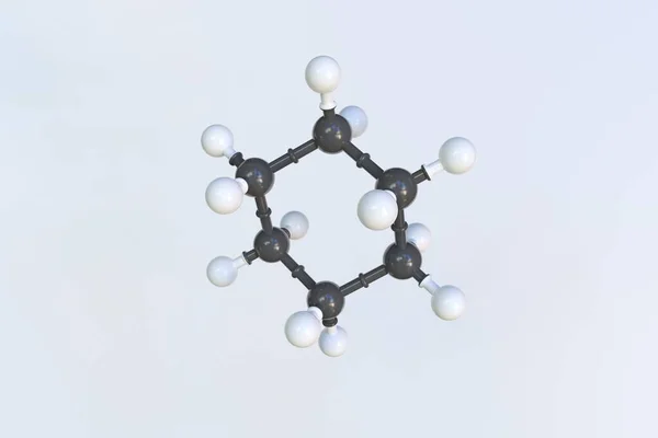 Cyclohexane molecule, isolated molecular model. 3D rendering — Stock Photo, Image