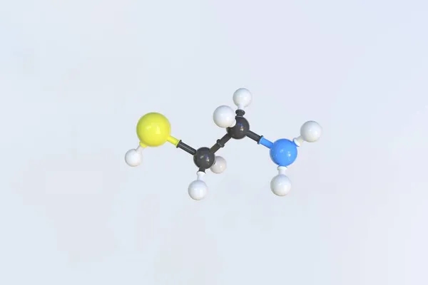 Molekül von Cysteamin, isoliertes molekulares Modell. 3D-Rendering — Stockfoto