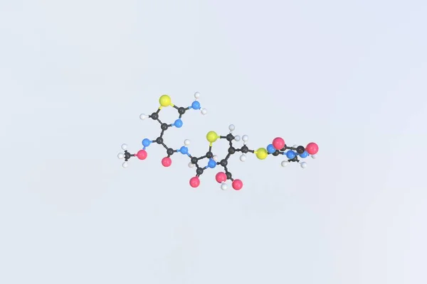 Молекула цефтріаксона. Ізольована молекулярна модель, 3D-рендеринг — стокове фото