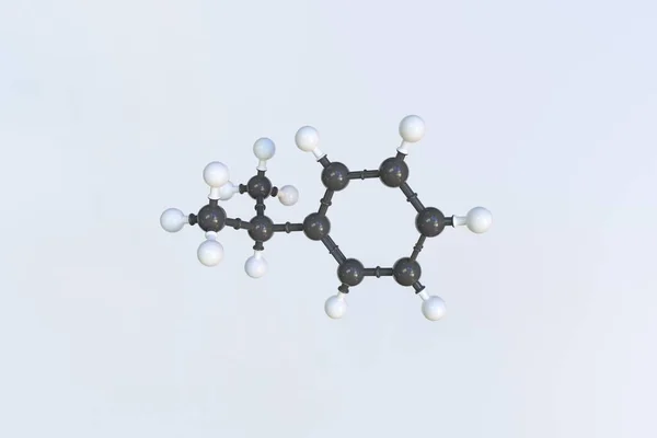 Molecola cumene fatta con sfere, modello molecolare isolato. Rendering 3D — Foto Stock