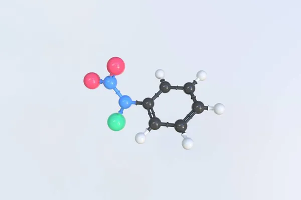 Cząsteczka chloronitroaniliny, naukowy model molekularny, pętla animacji 3d — Zdjęcie stockowe