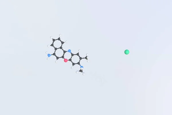 Cresyl menekşe molekülü, bilimsel moleküler model, döngülü 3d animasyon — Stok fotoğraf