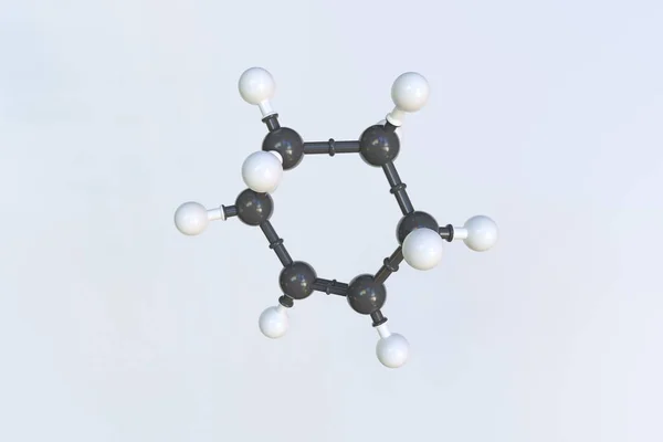 Cyclohexene molekülü, bilimsel moleküler model, döngü 3 boyutlu animasyon — Stok fotoğraf