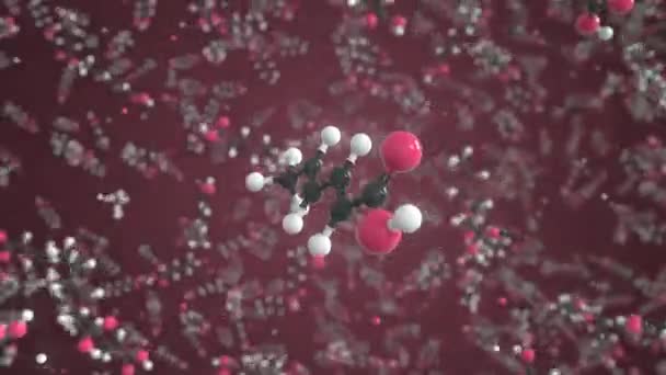 Sorbic acid molecule, scientific molecular model, looping 3d animation — Stock Video