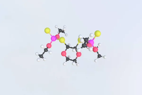 Молекула диоксатиона, сделанная из шаров, изолированная молекулярная модель. 3D рендеринг — стоковое фото