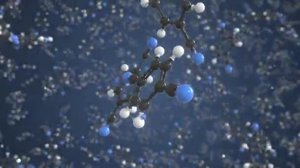 Molécule téréphtalonitrile, modèle moléculaire isolé. Boucle animation 3D ou arrière-plan de mouvement — Video