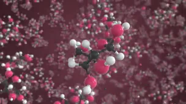 Ribofuranosová molekula, vědecký molekulární model, smyčková 3D animace — Stock video