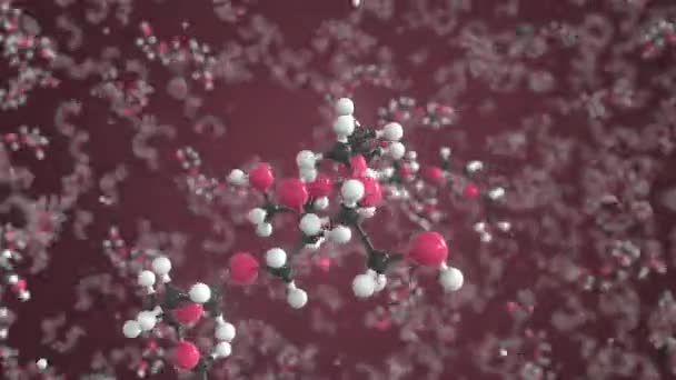 Tetraethylene glycol molecule made with balls, scientific molecular model. Looping 3D animation or motion background — Stock Video