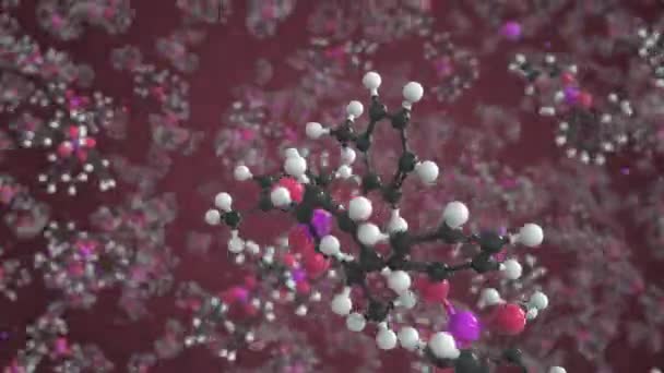 Μοριακό κύτταρο φωσφορικού τρι-ο-κρεσυλίου, απομονωμένο μοριακό μοντέλο. Looping 3D animation ή φόντο κίνησης — Αρχείο Βίντεο