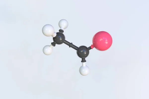 Молекула ацетальдегида, изолированная молекулярная модель. 3D рендеринг — стоковое фото