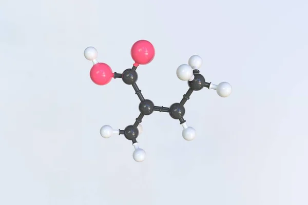 Molecule of angelic acid, isolated molecular model. 3D rendering — Stock Photo, Image