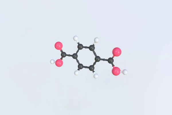 Tereftalik asit molekülü, izole edilmiş moleküler model. 3B görüntüleme — Stok fotoğraf