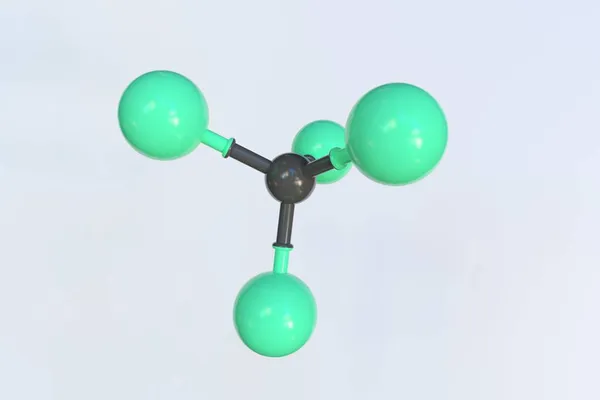 Молекула трихлорфторометана, изолированная молекулярная модель. 3D рендеринг — стоковое фото
