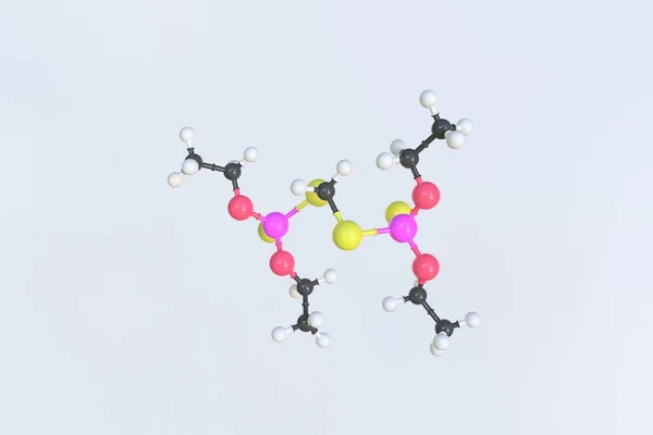 Молекула діетиона, виготовлена з кульок, ізольована молекулярна модель. 3D візуалізація — стокове фото