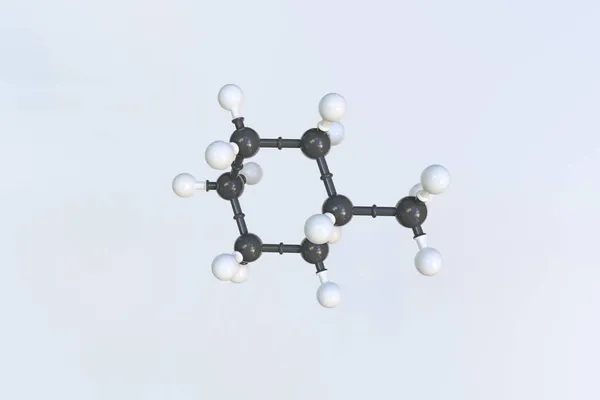 Metilciklohexán molekula golyókkal, izolált molekuláris modellel. 3D renderelés — Stock Fotó