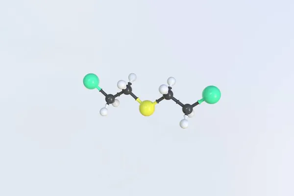 Molécula de gas mostaza fabricada con bolas, modelo molecular aislado. Renderizado 3D — Foto de Stock