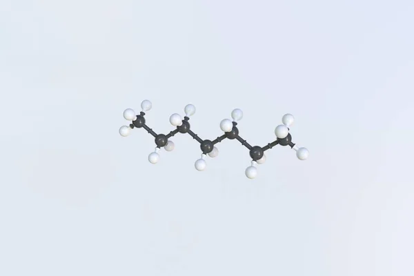 Molécula de heptano hecha con bolas, modelo molecular aislado. Renderizado 3D —  Fotos de Stock