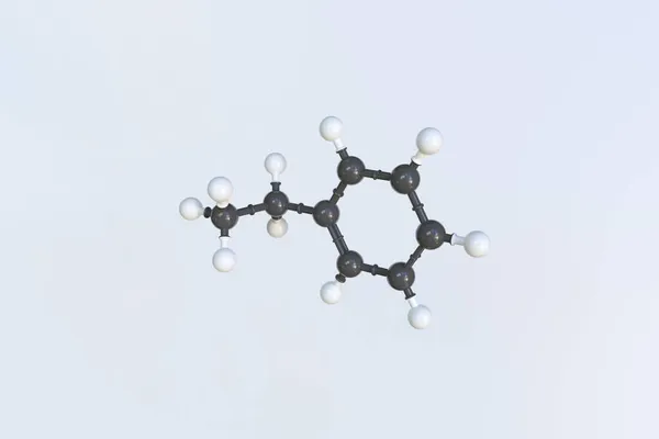 Молекула етильбензену, наукова молекулярна модель, циклічна 3d анімація — стокове фото