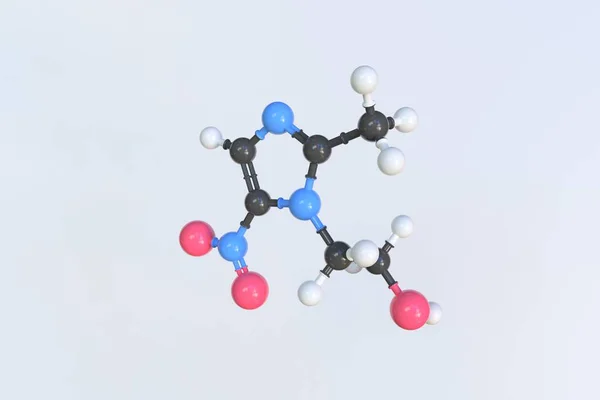 メトロニダゾール分子。分離分子モデル。3Dレンダリング — ストック写真