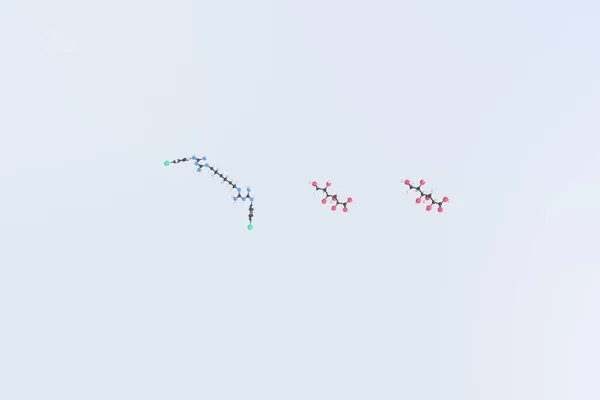 Klórhexidin-glükonát molekula golyókkal, tudományos molekuláris modellel. 3D renderelés — Stock Fotó