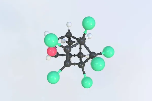 Toplardan yapılmış endrin molekülü, izole edilmiş moleküler model. 3B görüntüleme — Stok fotoğraf