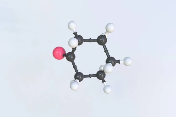 Молекула циклогексанона, сделанная из шаров, научная молекулярная модель. 3D рендеринг — стоковое фото