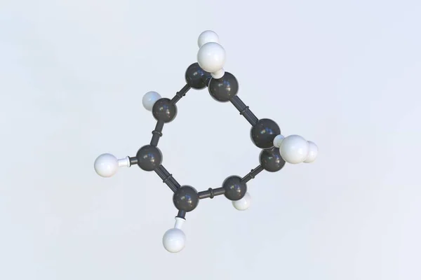 Molekül von Cyclooctatetraen, isoliertes molekulares Modell. 3D-Rendering — Stockfoto