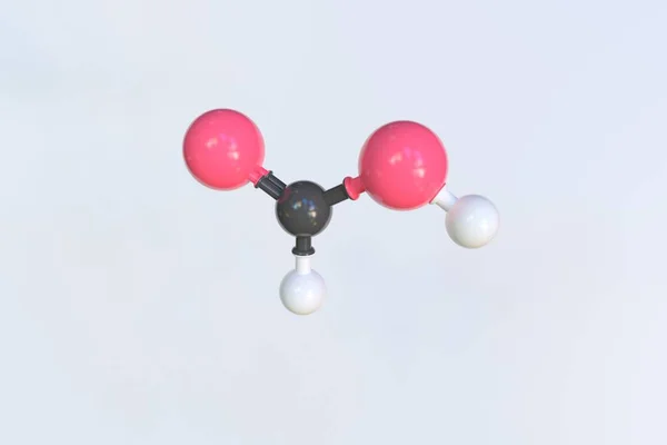 Molécula de ácido fórmico feita com bolas, modelo molecular isolado. Renderização 3D — Fotografia de Stock