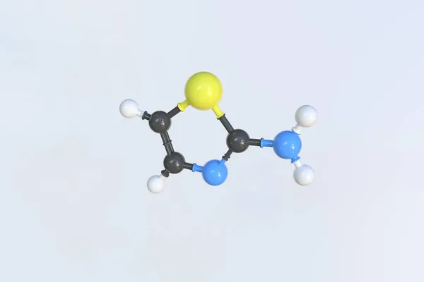 Μόριο αμινοθειαζόλης. Μεμονωμένο μοριακό μοντέλο. 3D απόδοση — Φωτογραφία Αρχείου