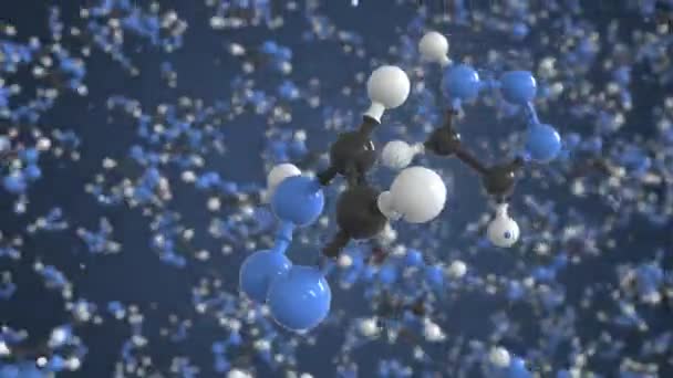 Triazole molecule made with balls, scientific molecular model. Looping 3D animation or motion background — Stock Video
