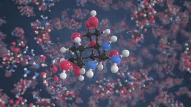 Molécule de tétrodotoxine, modèle moléculaire isolé. Boucle animation 3D ou arrière-plan de mouvement — Video