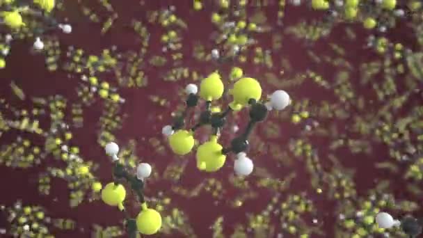 Molécula de tetratiafulvaleno, modelo molecular aislado. Looping animación en 3D o fondo de movimiento — Vídeo de stock