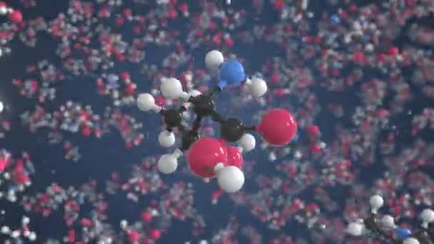 Threonine molecule, wetenschappelijk moleculair model, lussen 3d animatie — Stockvideo