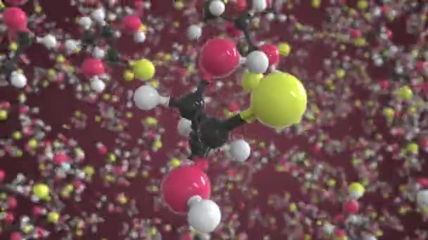 Molécula de ácido tioláctico hecha con bolas, modelo molecular aislado. Looping animación en 3D o fondo de movimiento — Vídeo de stock