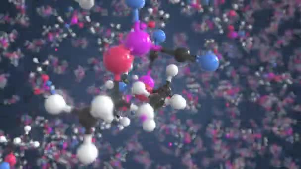 Molécula Tabun hecha con bolas, modelo molecular científico. Looping animación en 3D o fondo de movimiento — Vídeo de stock