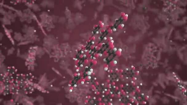 Tannic syra molekyl, vetenskaplig molekylär modell, looping 3d animation — Stockvideo