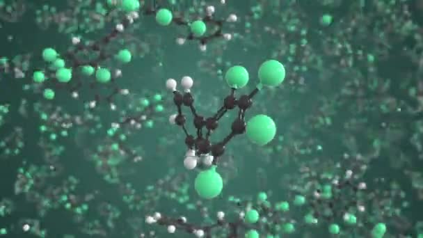 Molécula de tetraclorobifenilo, modelo molecular aislado. Looping animación en 3D o fondo de movimiento — Vídeos de Stock