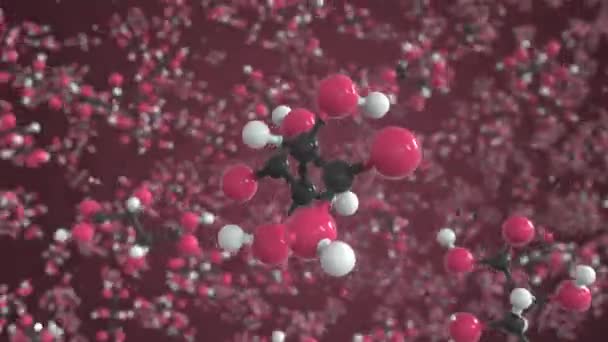 Wijnsteenzuur molecuul, geïsoleerd moleculair model. Looping 3D animatie of beweging achtergrond — Stockvideo