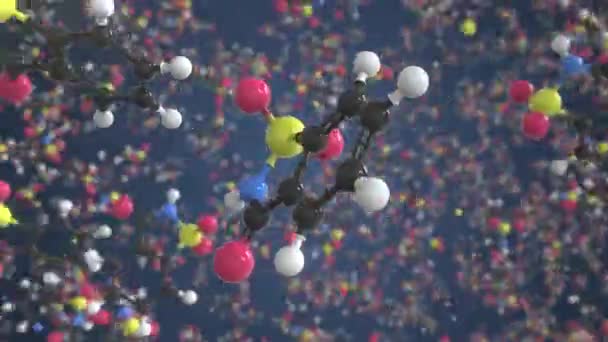 Молекула сахарина, изолированная молекулярная модель. Цикл 3D анимации или движения фона — стоковое видео