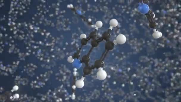 Quinolinemolecuul, wetenschappelijk moleculair model, lussen van 3D-animatie — Stockvideo