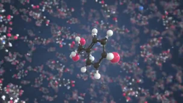 Tirozin molekula, izolált molekuláris modell. Looping 3D animáció vagy mozgás háttér — Stock videók